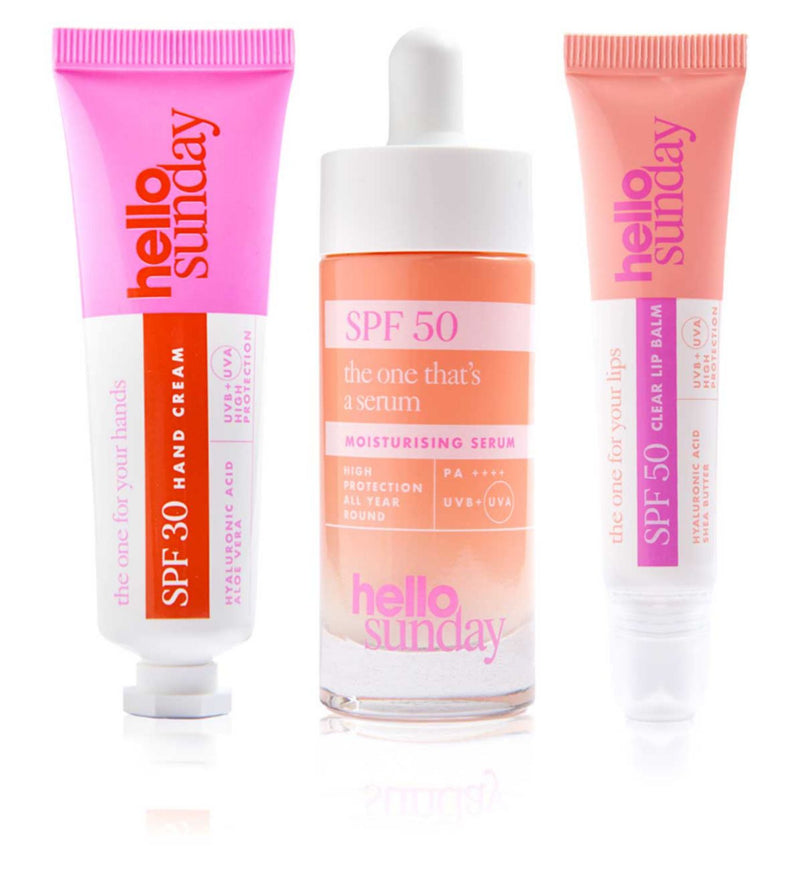Hello Sunday SPF kit Essentials Bestsellers, UK version