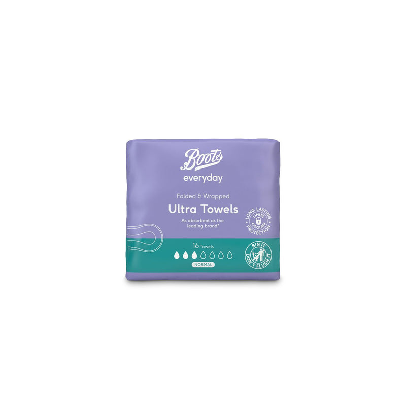Boots ultra towels normal 16s, UK version