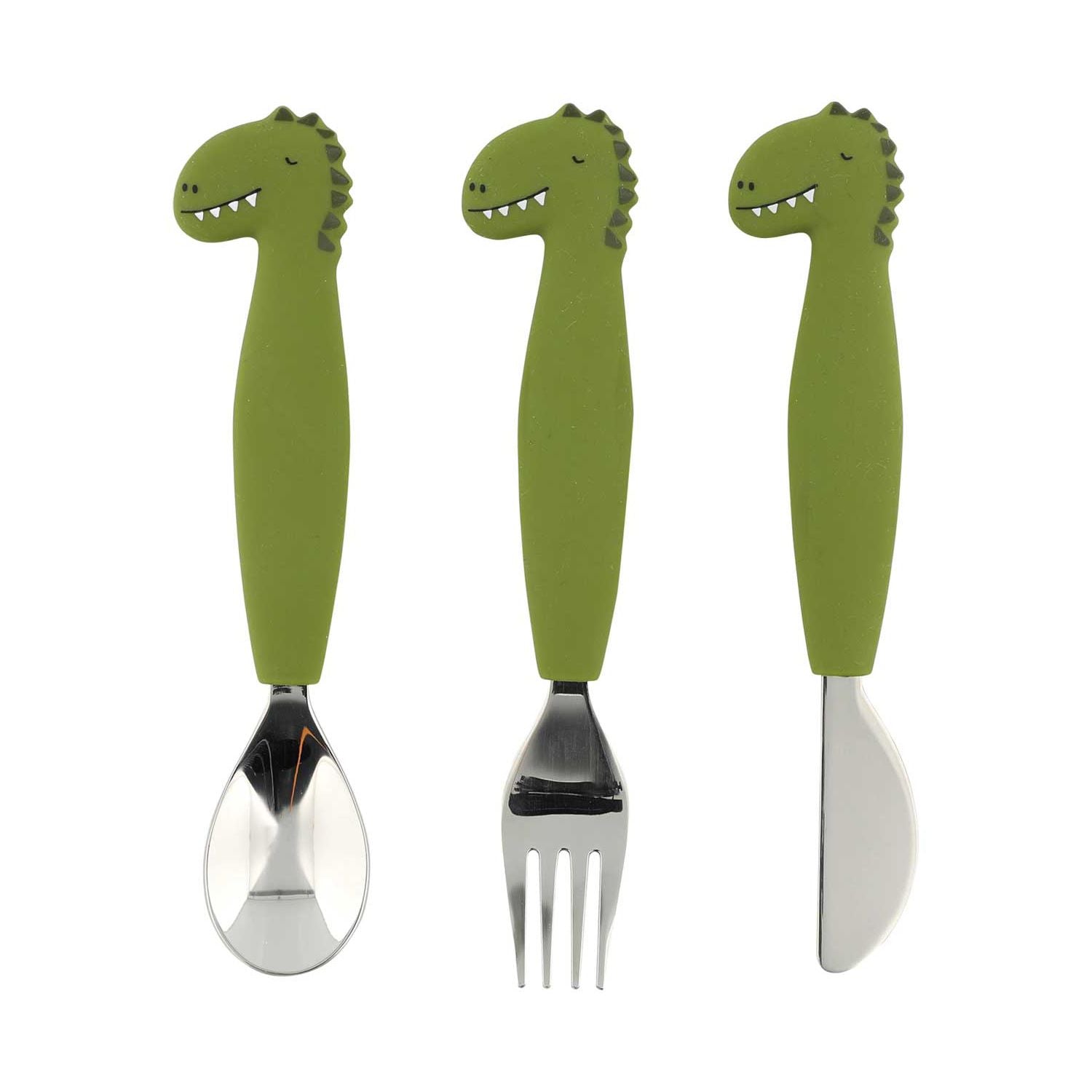 Trixie silicone cutlery set Mr Dino, baby cutlery (British brand)