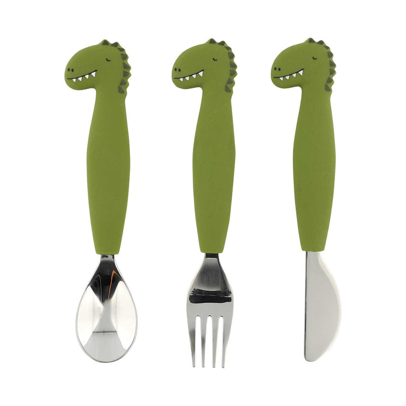 Trixie silicone cutlery set Mr Dino, baby cutlery (British brand)