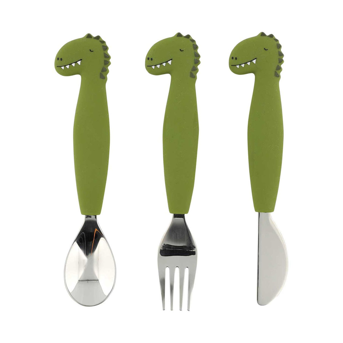 Trixie silicone cutlery set Mr Dino, baby cutlery (British brand)
