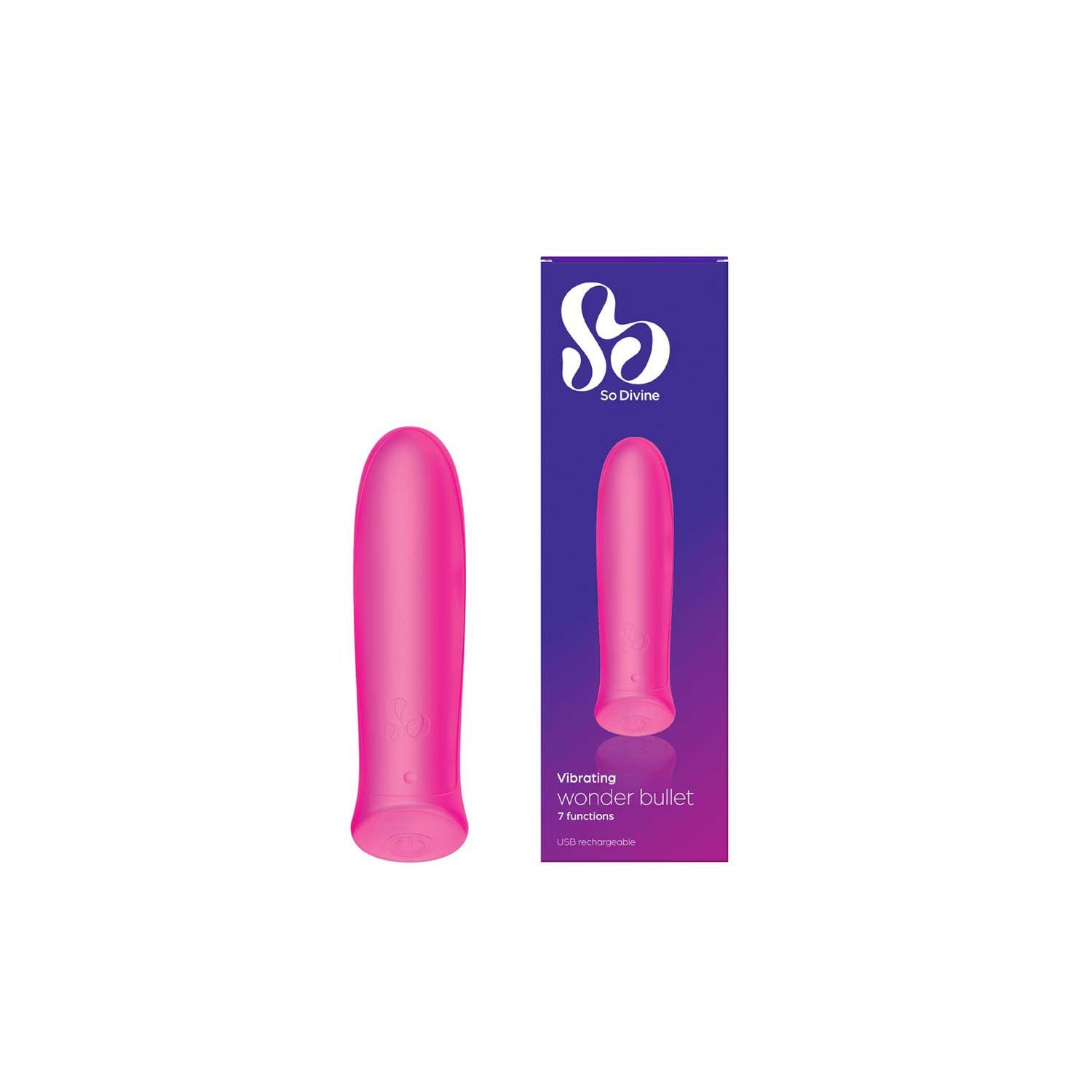 So Divine Wonder Bullet rechargeable silicone vibrator pink (British brand)