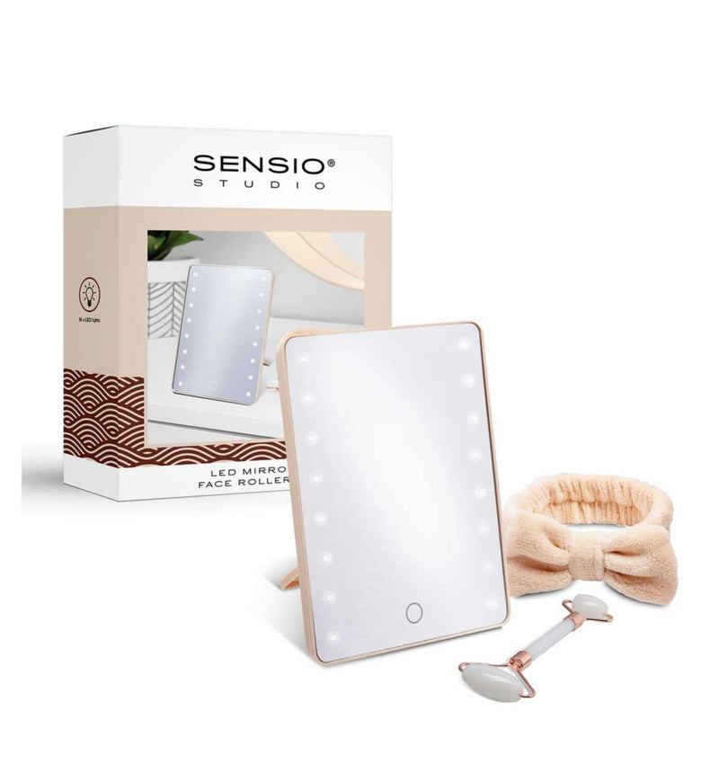 Sensio LED mirror and jade roller gift set, UK version