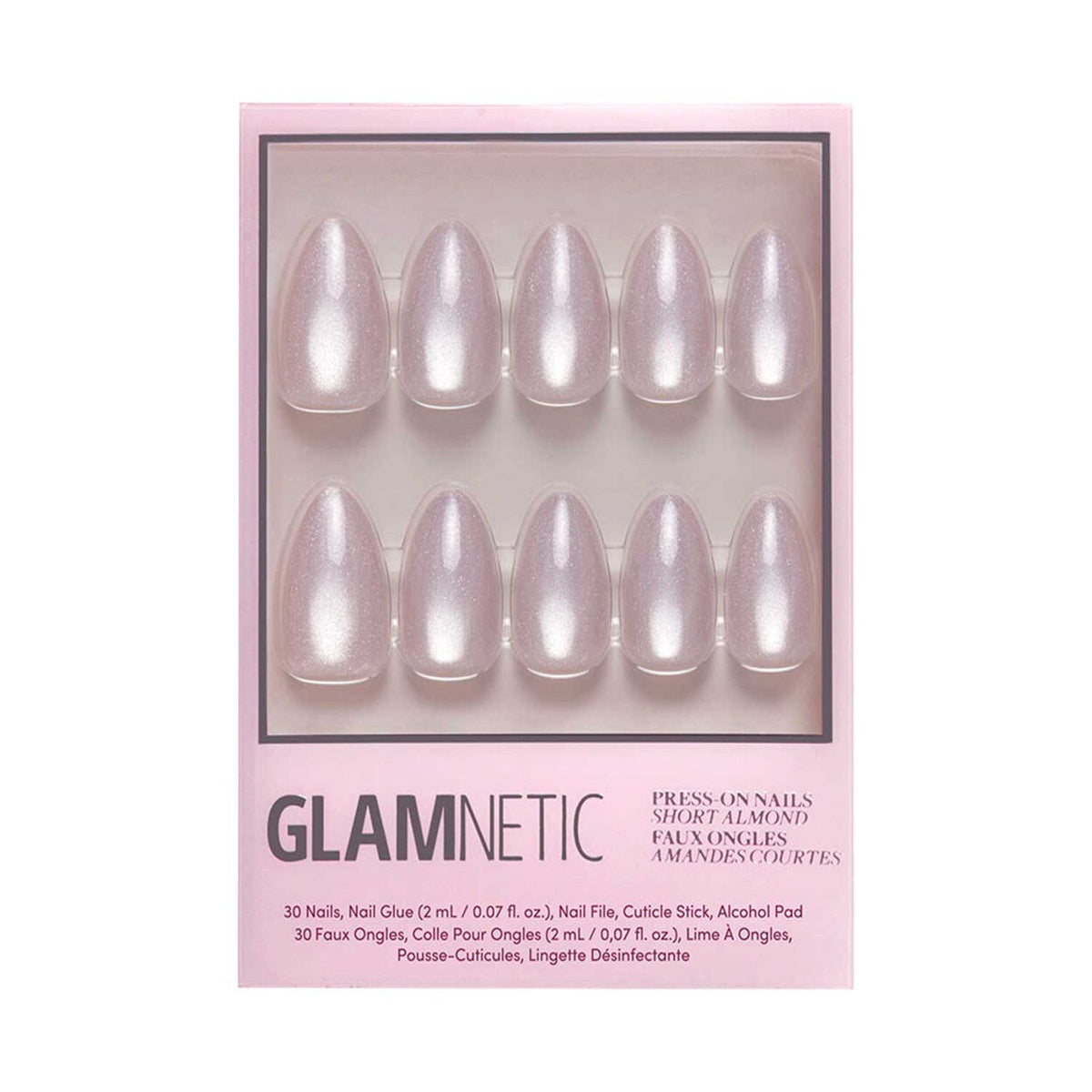 Glamnetic press on nail kit glass finish Selenite 30s - British product