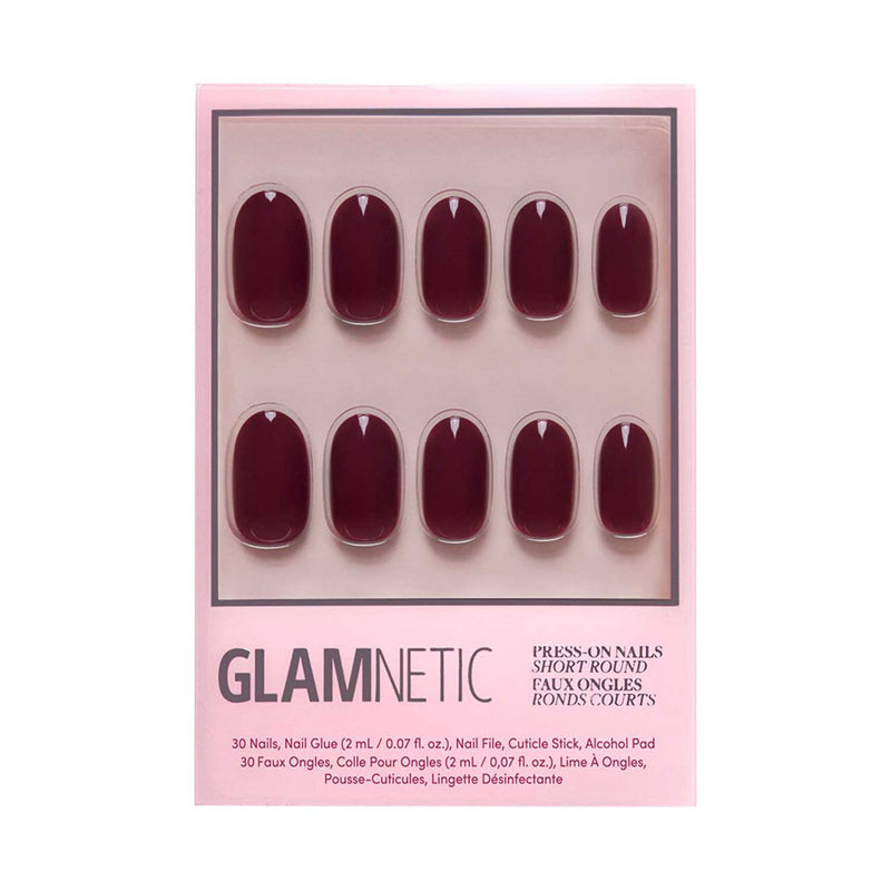 Glamnetic press on nail kit Berry Maroon 30s - British product