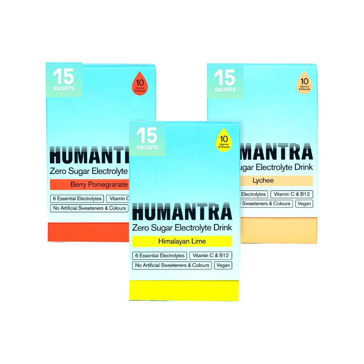 Humantra electrolyte powder variety bundle 45 sachets, imported from the UK