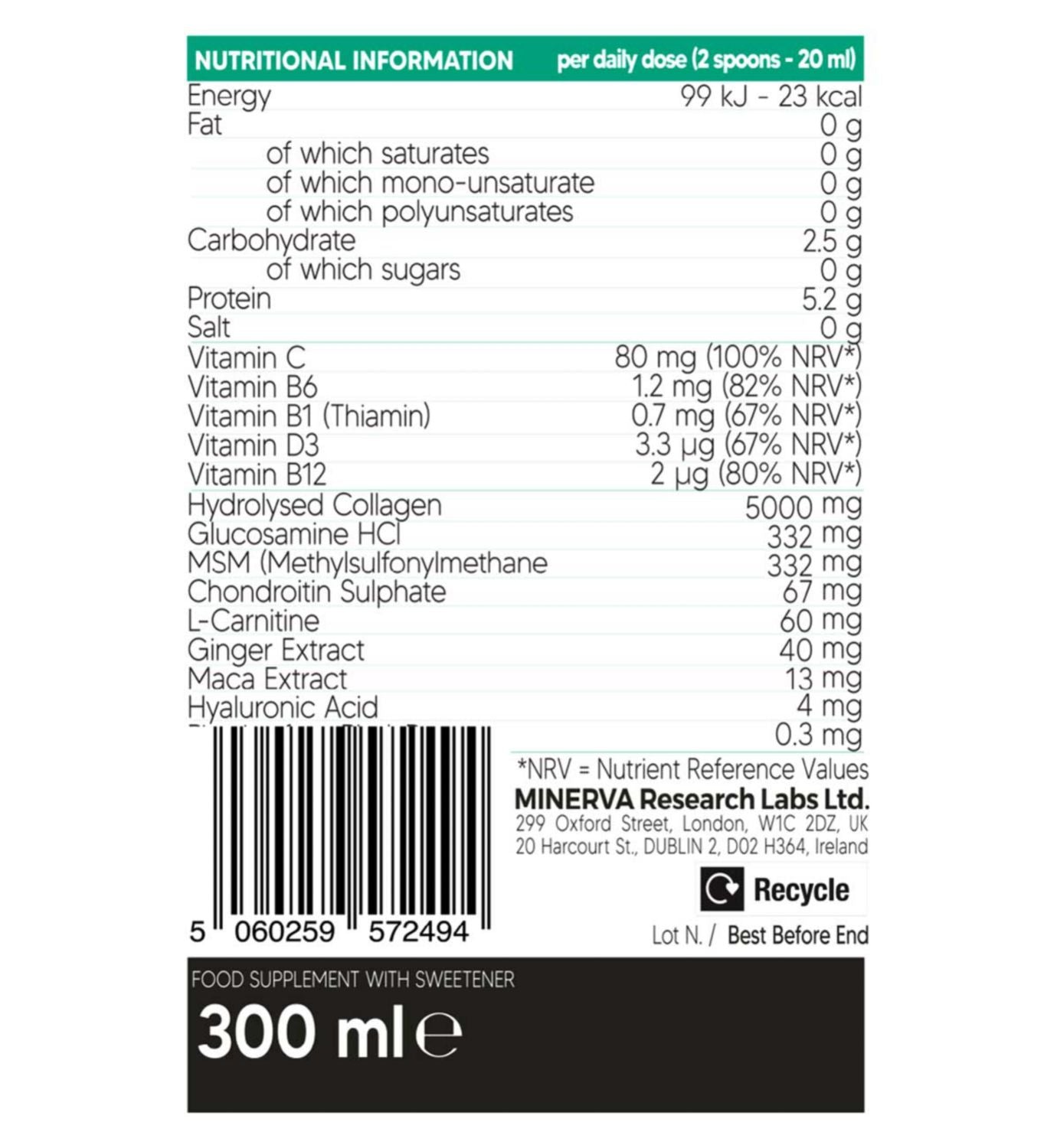 Gold Collagen Joint Health liquid collagen supplement 300ml (British brand)