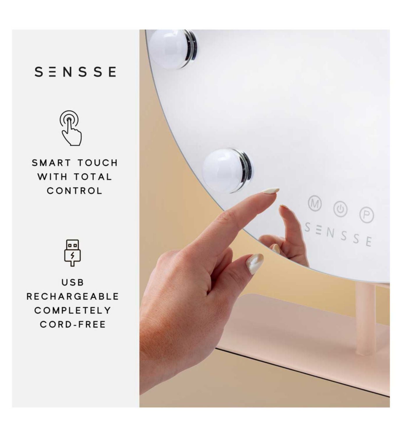 Sensse Hollywood light up mirror 40cm, imported from the UK