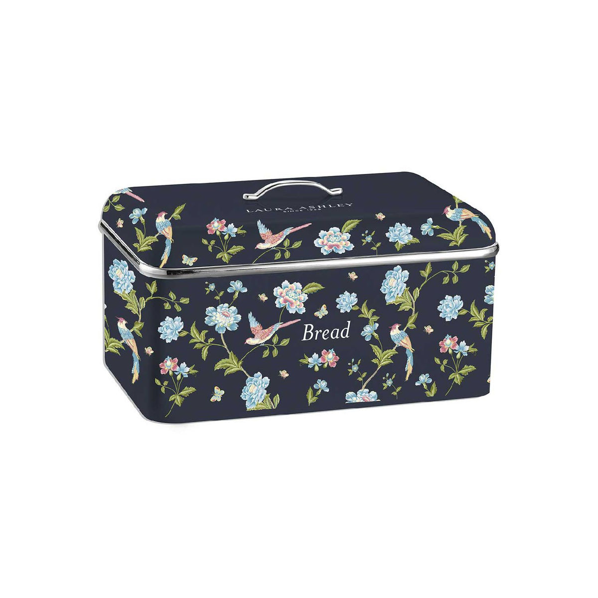 Laura Ashley bread bin Elveden Navy stainless steel, UK version