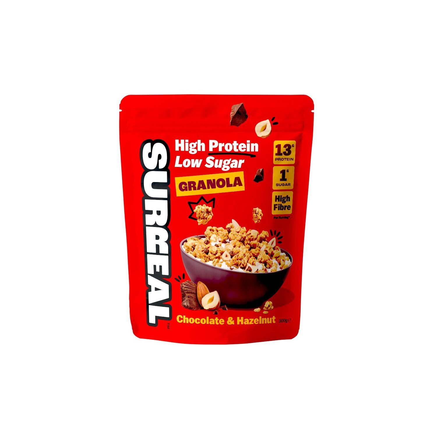 Surreal chocolate hazelnut granola 300g, imported from the UK
