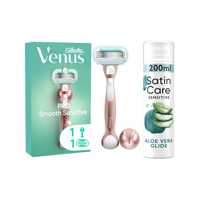 Boots Venus Pro Smooth Sensitive Women's Razor and Satin Care Aloe Vera Shave Gel Bundle 200ml- Buy online at McGrocer