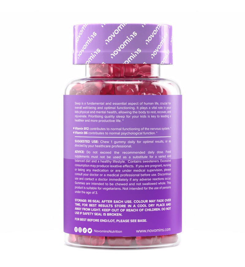 Novomins Kids Night Time Gummies Raspberry 30 gummies, UK version