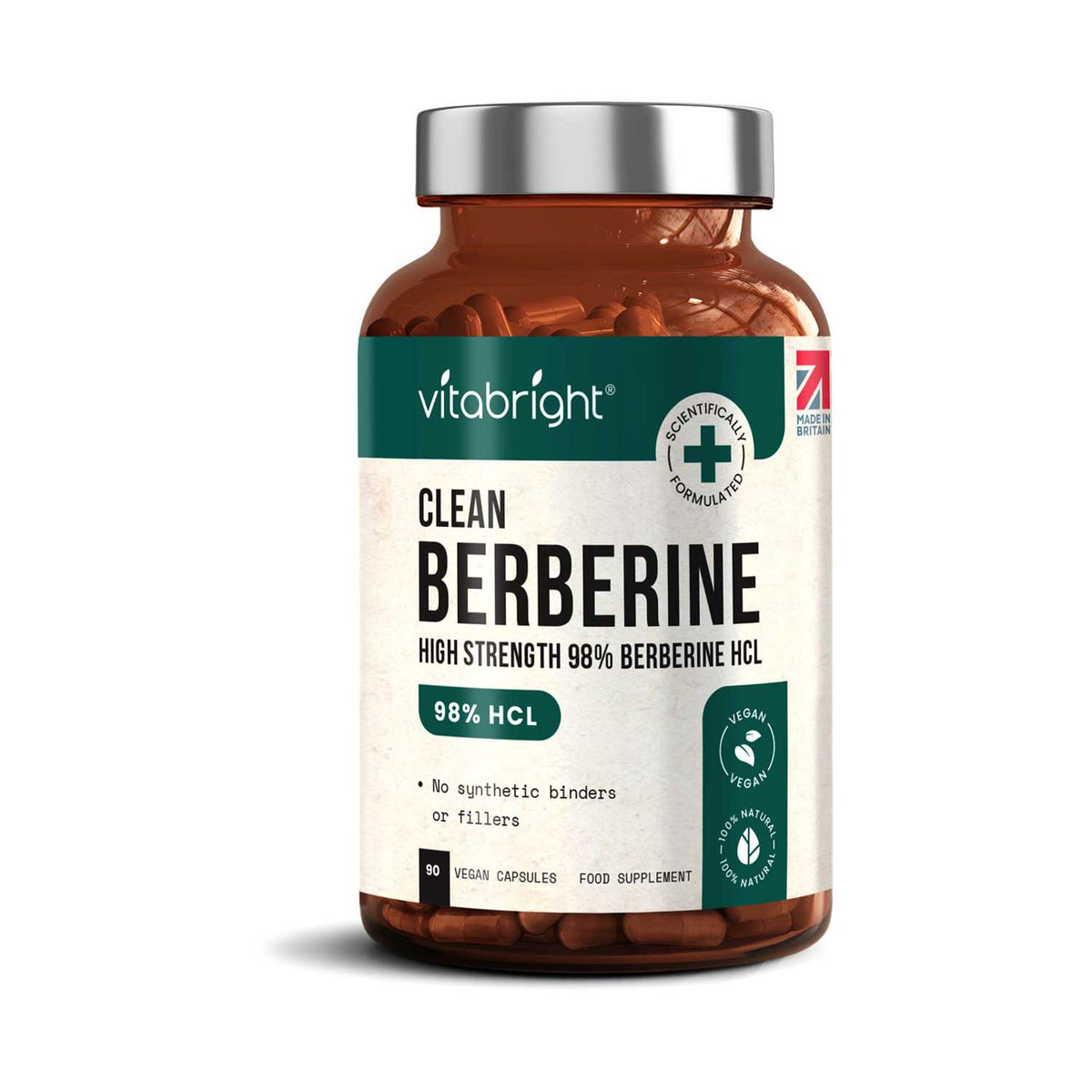 Vitabright Berberine HCL capsules 90 count, imported from the UK