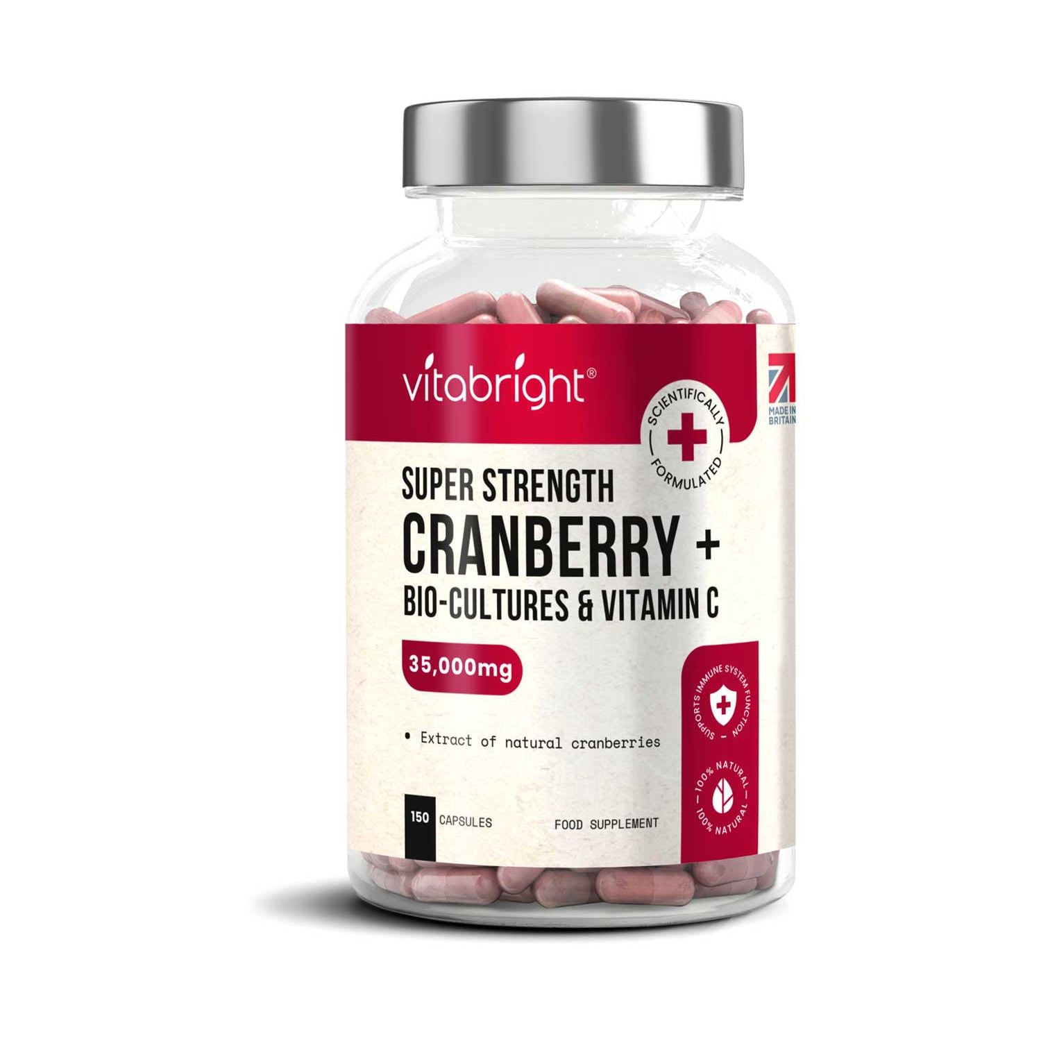 Vitabright cranberry bio cultures capsules 150 count, UK version