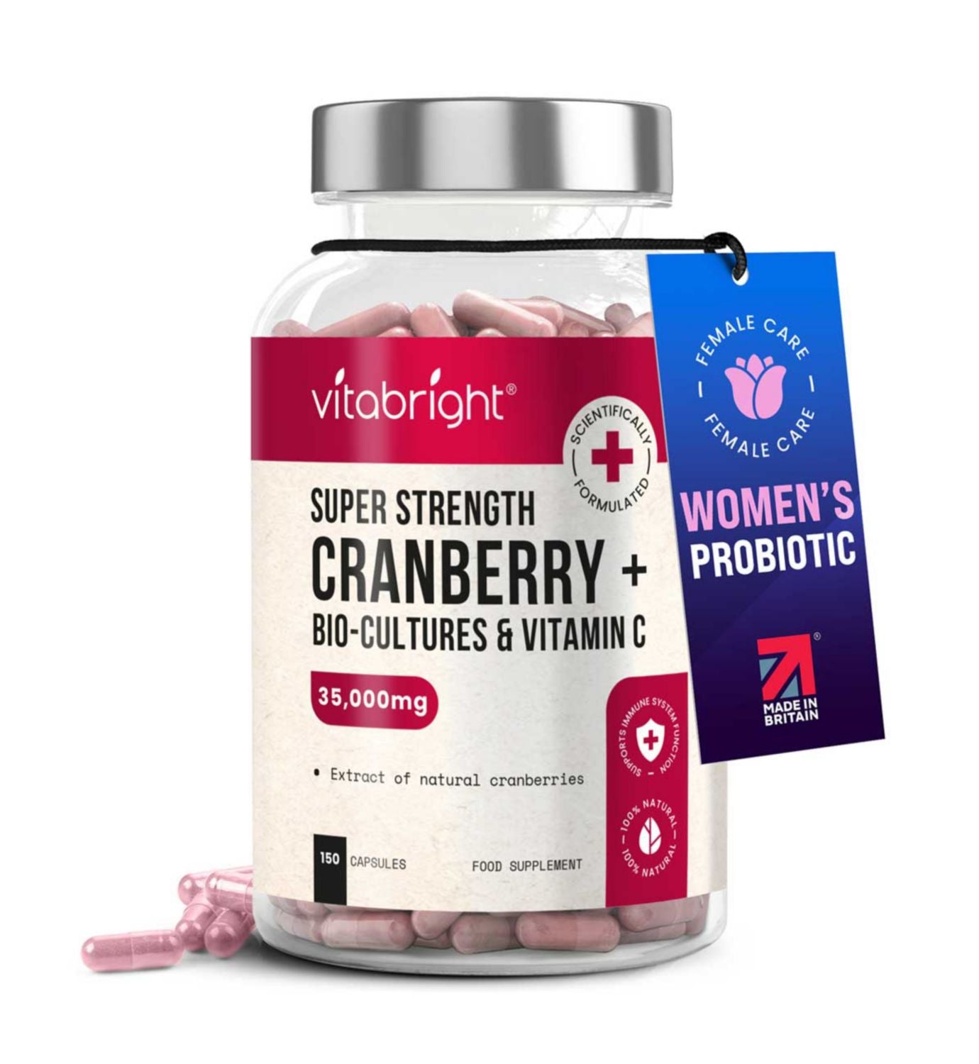 Vitabright cranberry bio cultures capsules 150 count, UK version