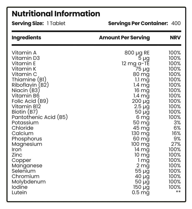 Vitabright multivitamins 400 tablets - imported from the UK