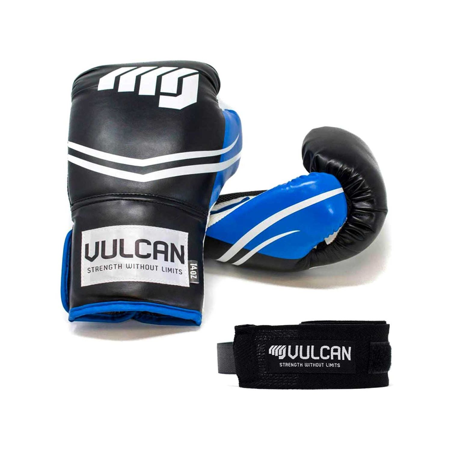 Vulcan Delta 14oz boxing gloves with hand wraps, imported from the UK