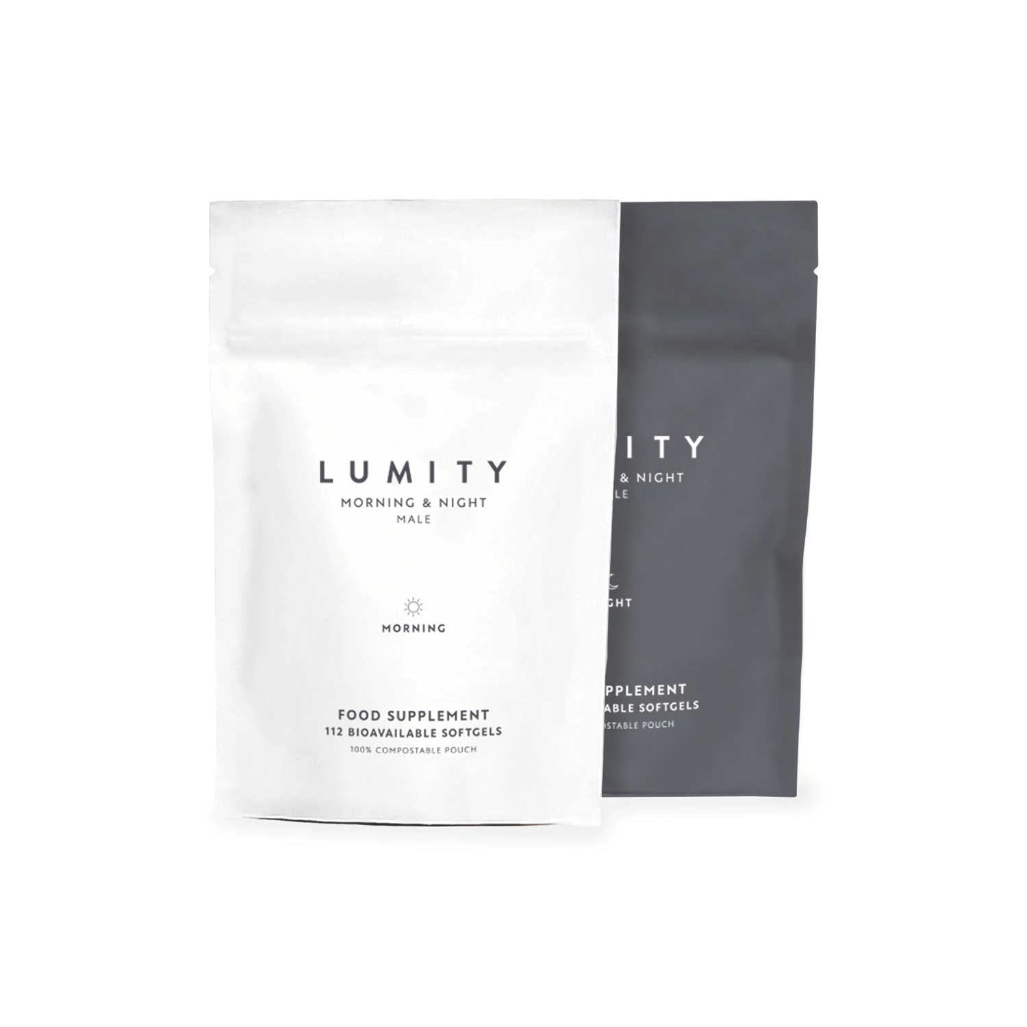 Lumity male morning and night supplement refill pouches (British brand)