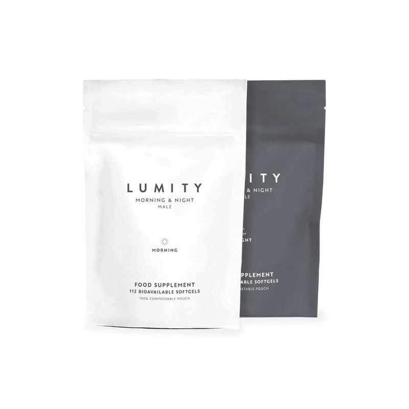 Lumity male morning and night supplement refill pouches (British brand)