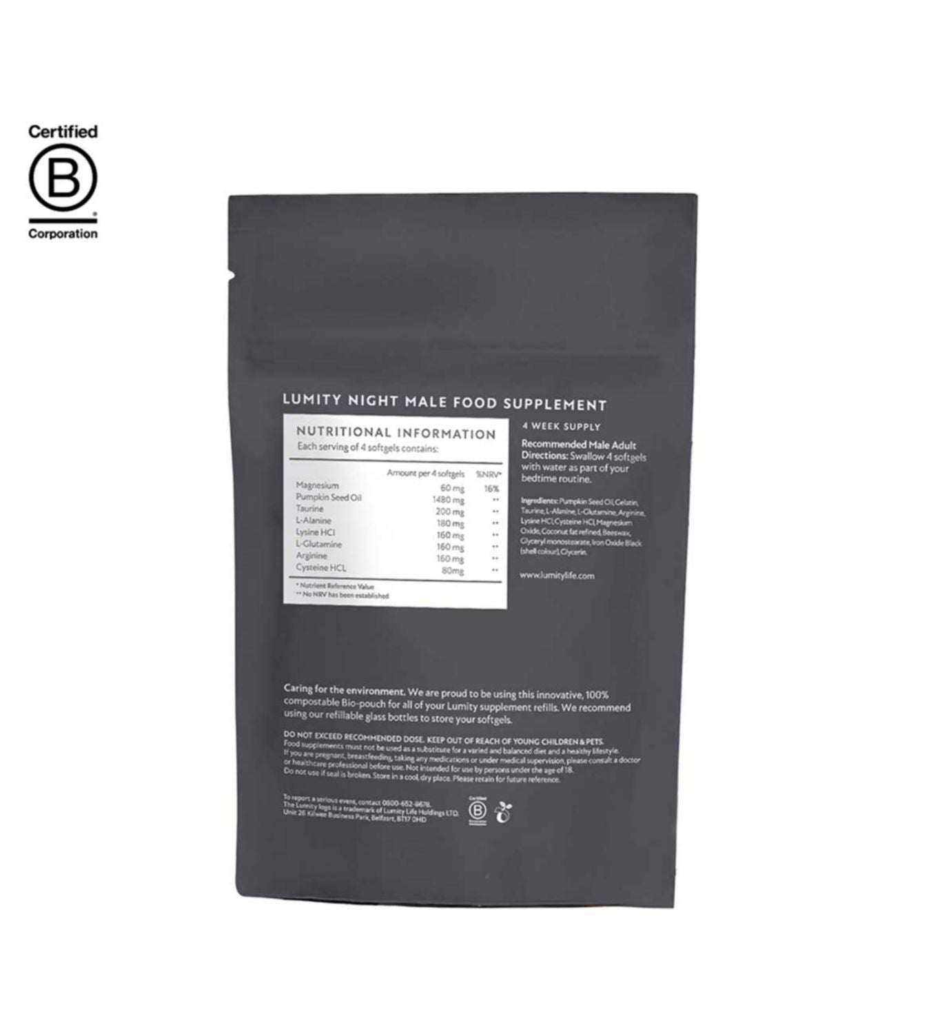 Lumity male morning and night supplement refill pouches (British brand)