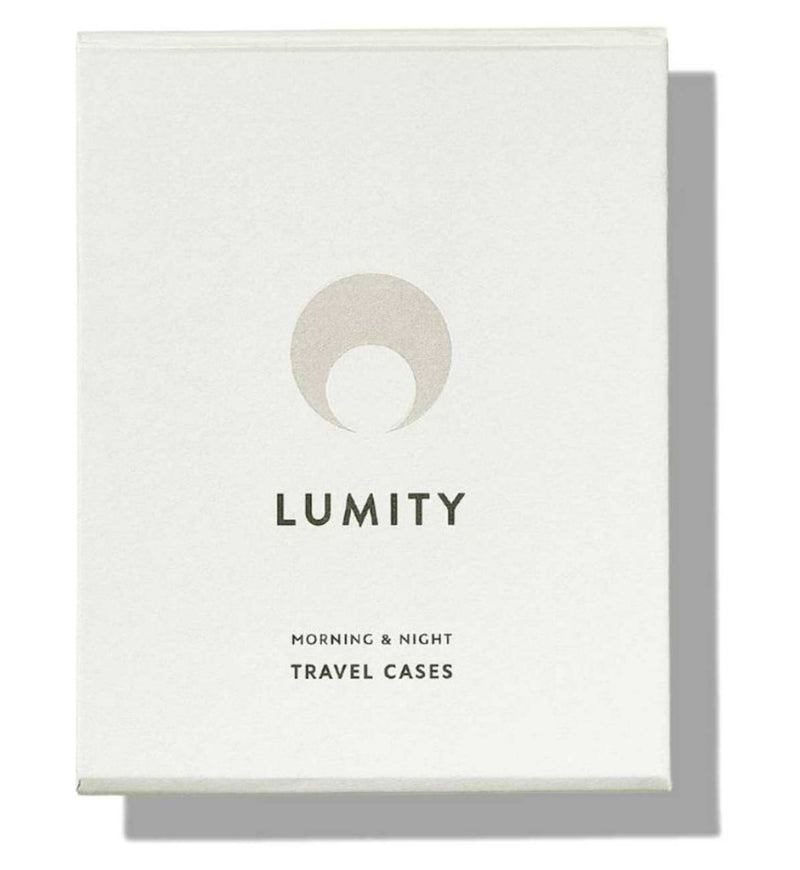 Lumity Morning and Night travel cases, imported from the UK