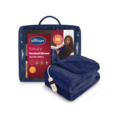 Boots Silentnight Luxury Heated Throw 9 Heat Settings Navy- Buy online at McGrocer