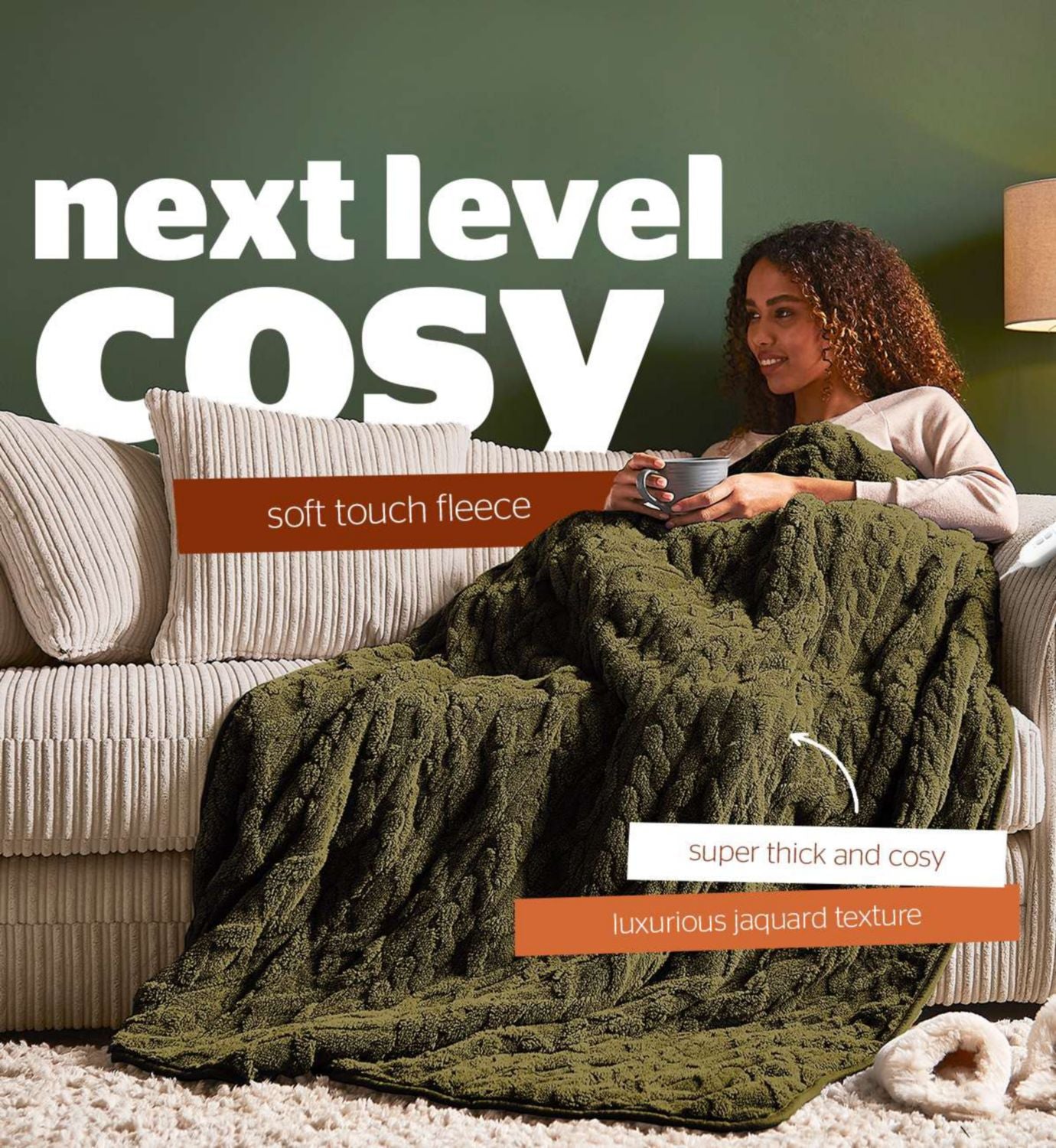 Silentnight heated throw olive green, UK version