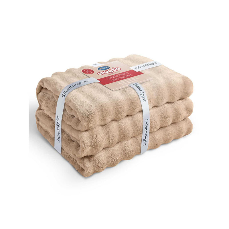 Silentnight Snugsie bubble fleece blanket natural, UK version