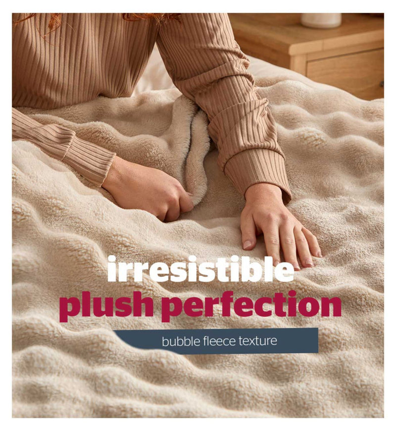 Silentnight Snugsie bubble fleece blanket natural, UK version