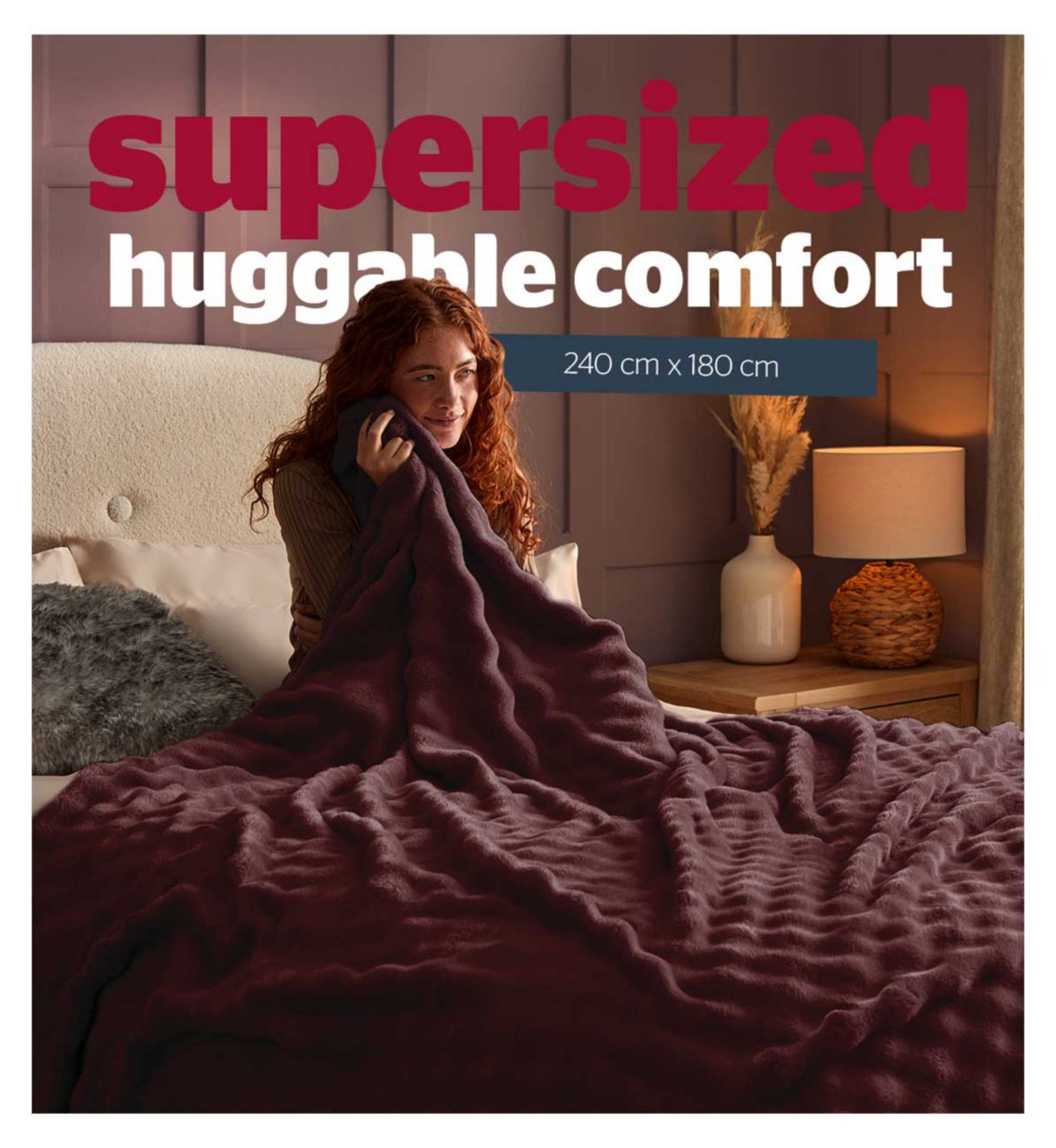 Silentnight Snugsie bubble fleece blanket berry (British brand)