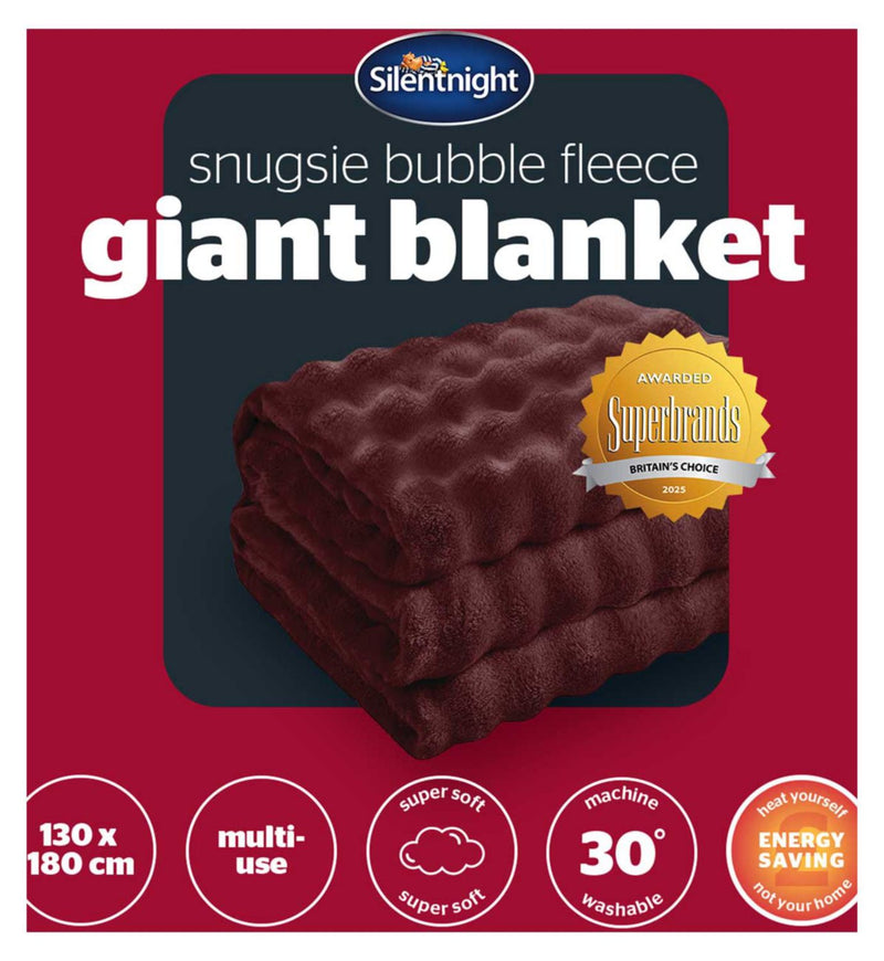 Silentnight Snugsie bubble fleece blanket berry (British brand)
