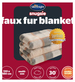 Silentnight Snugsie faux fur blanket natural check, imported from the UK