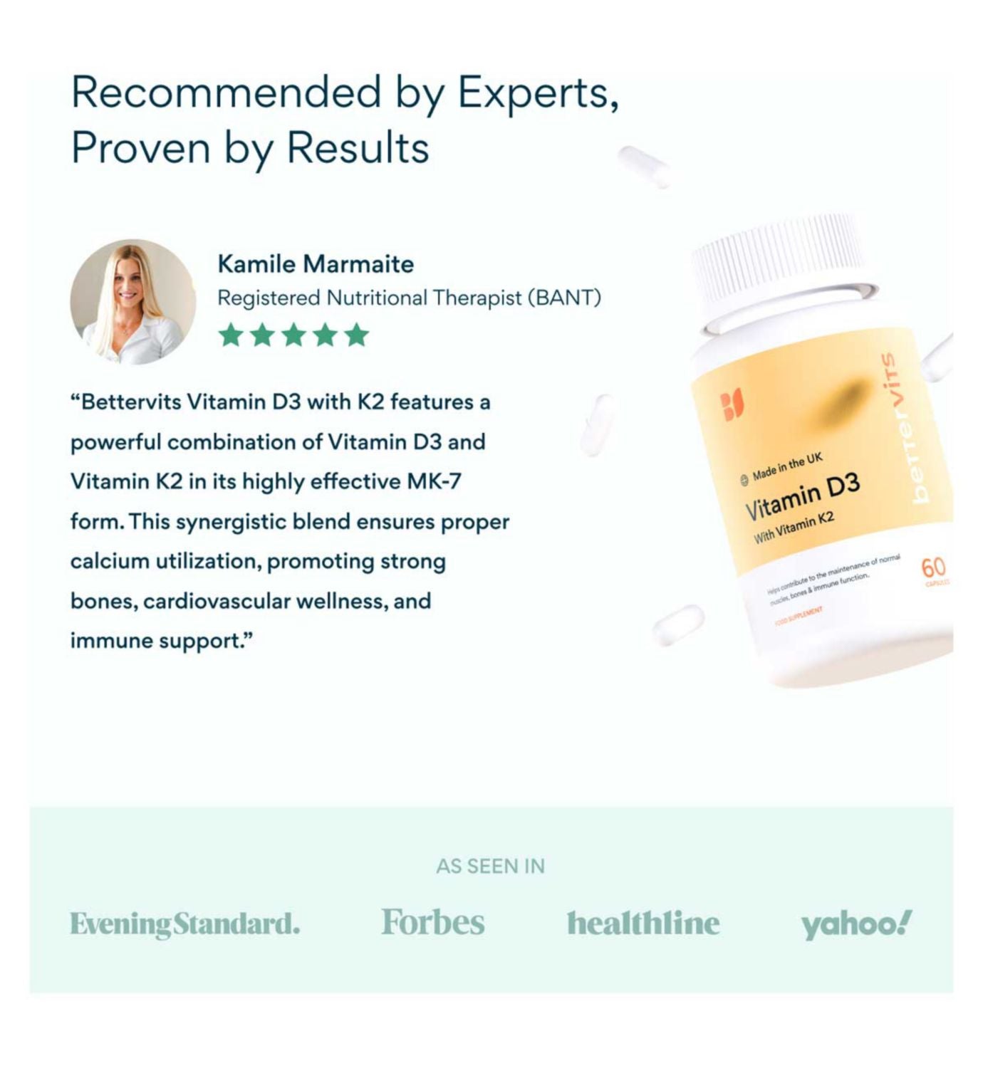 Bettervits Vitamin D3 60 capsules, imported from the UK