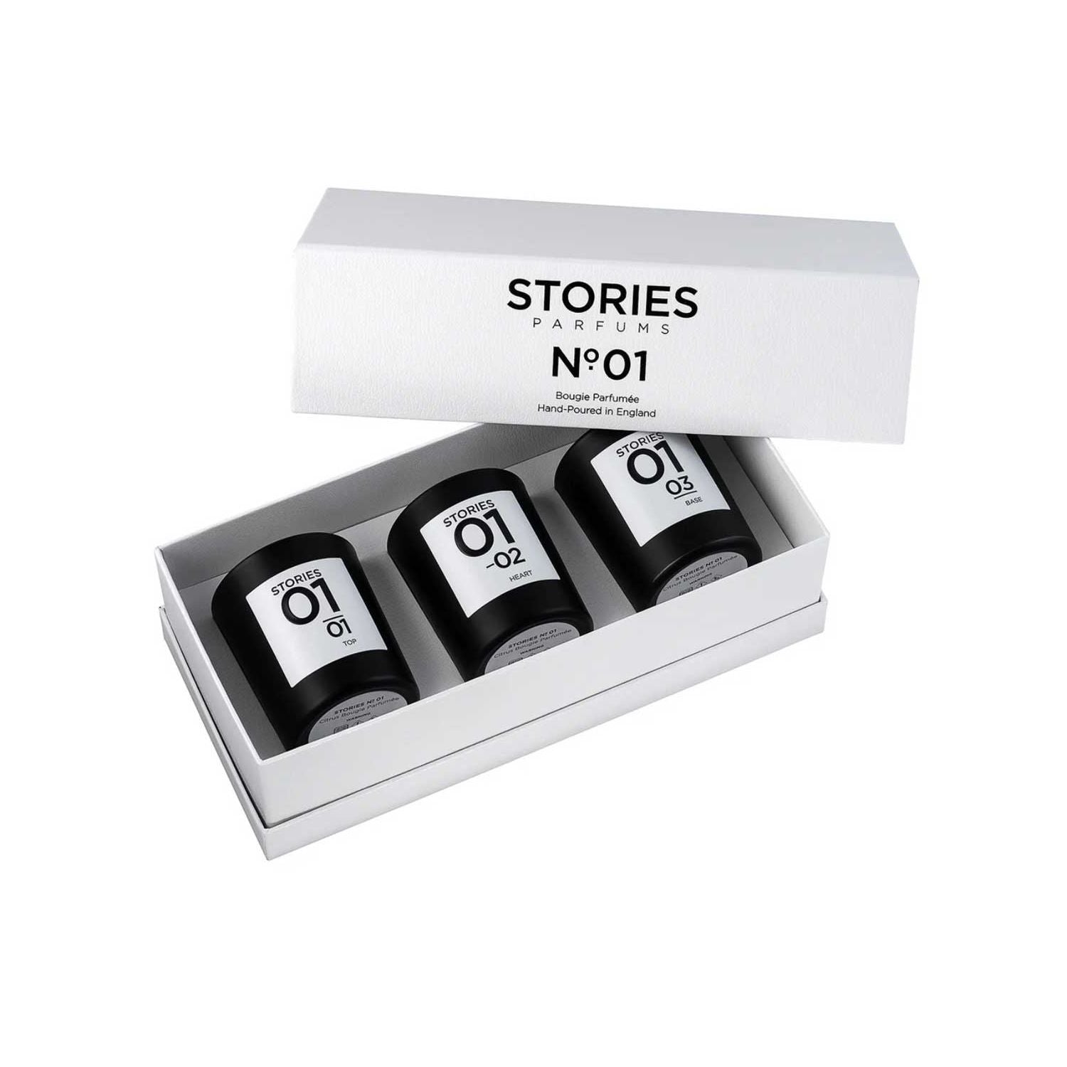 STORIES Parfums perfumed candle trio N.01 210g (British brand)