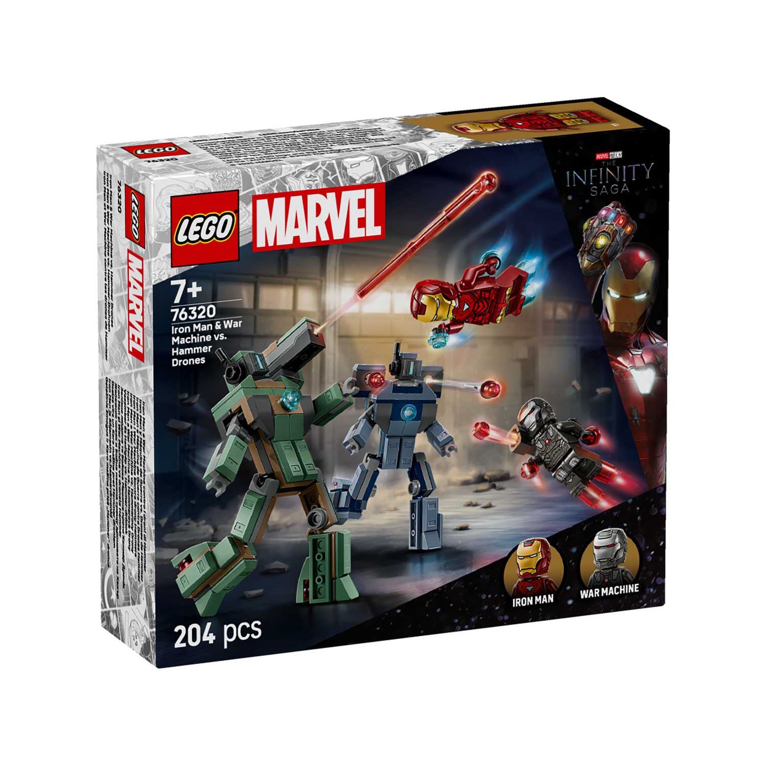 LEGO building set Iron Man & War Machine vs Hammer Drones, imported from the UK