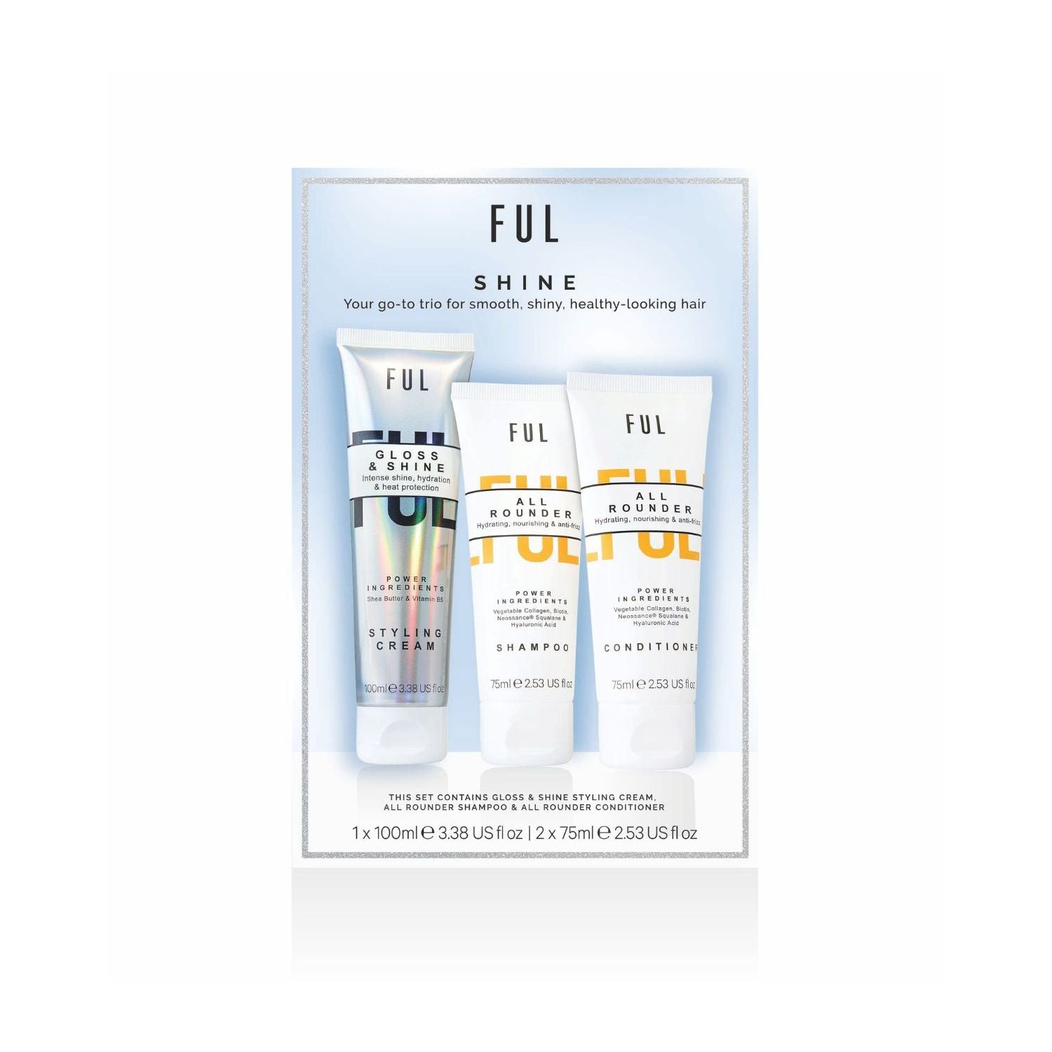 FUL Shine Set hair care trio (British brand)