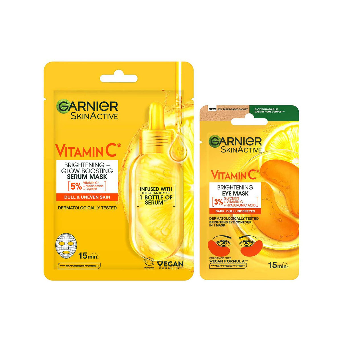 Garnier Vitamin C Mask Duo Bundle, imported from the UK