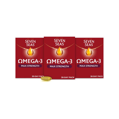 Boots Seven Seas Omega-3 Fish Oil and Vitamin D Max Strength Fish Oil Supplement 30 Capsules x3 Bundle- Buy online at McGrocer