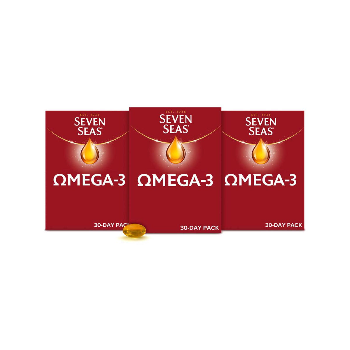 Seven Seas Omega-3 fish oil and vitamin D supplements bundle, imported from the UK