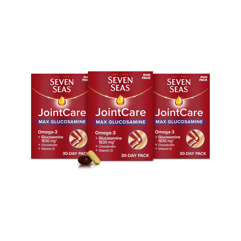 Seven Seas JointCare MAX glucosamine with Omega-3 x3 bundle - British product