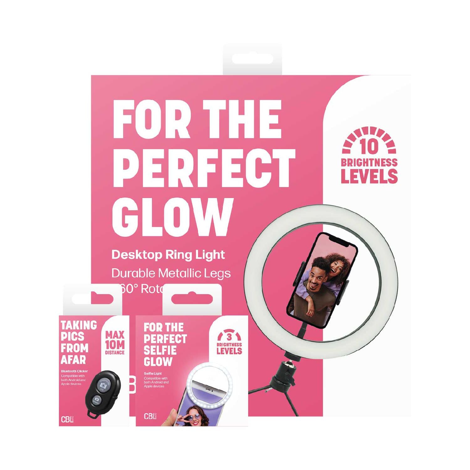 CBL ring light bundle with remote and phone clamp - British product