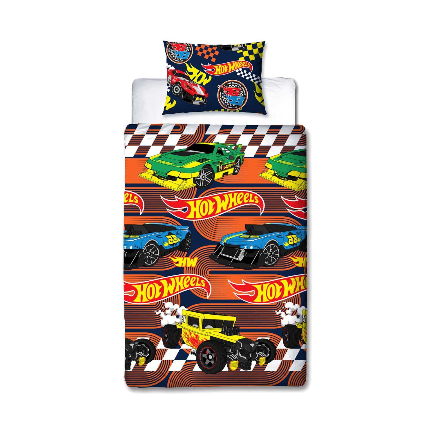 Hot Wheels single duvet set with racing car design (British brand)