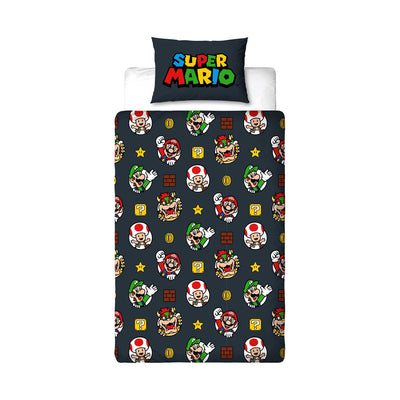 Boots Nintendo Super Mario Black Single Duvet Bedding Set- Buy online at McGrocer