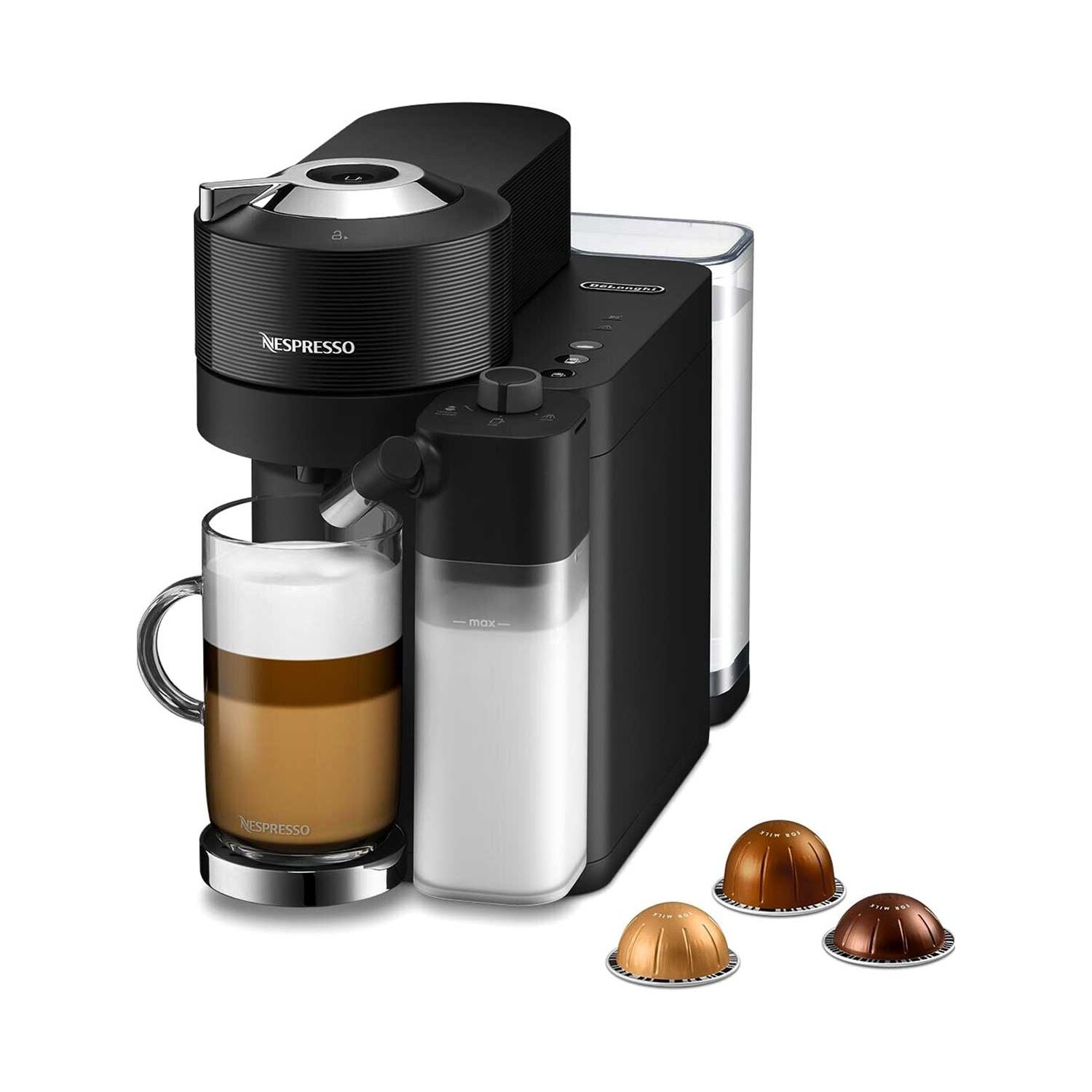 De'Longhi Nespresso Vertuo Lattissima Black coffee machine, UK version