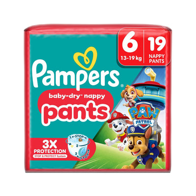 Boots Pampers Baby-Dry Nappy Pants Paw Patrol Edition Size 6 13kg-19kg 19 Nappies- Buy online at McGrocer