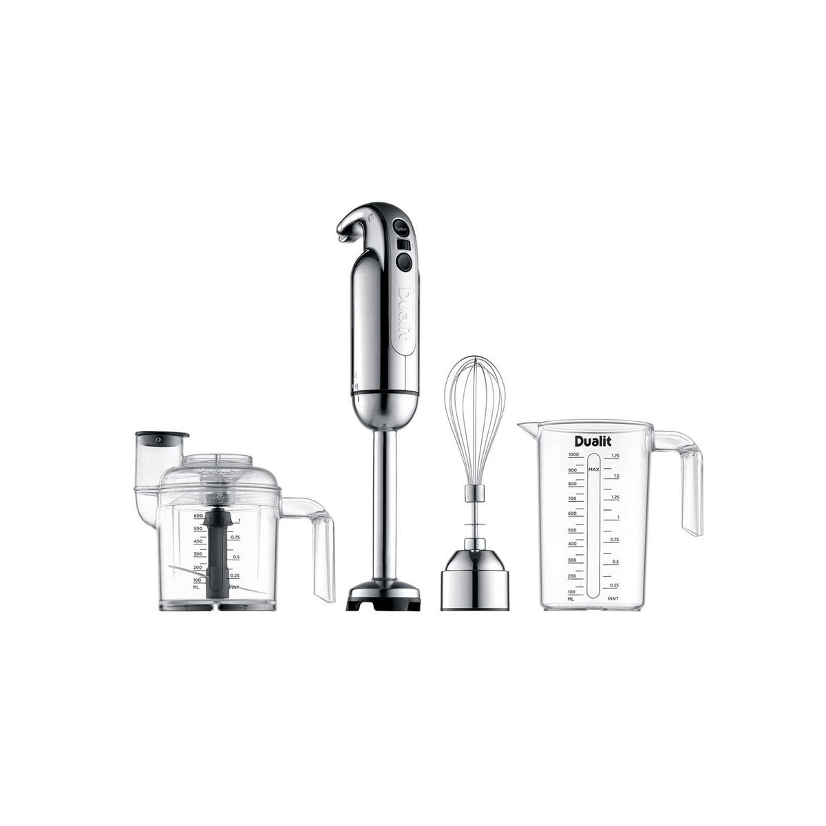 Dualit hand blender chrome with accessories (British brand)