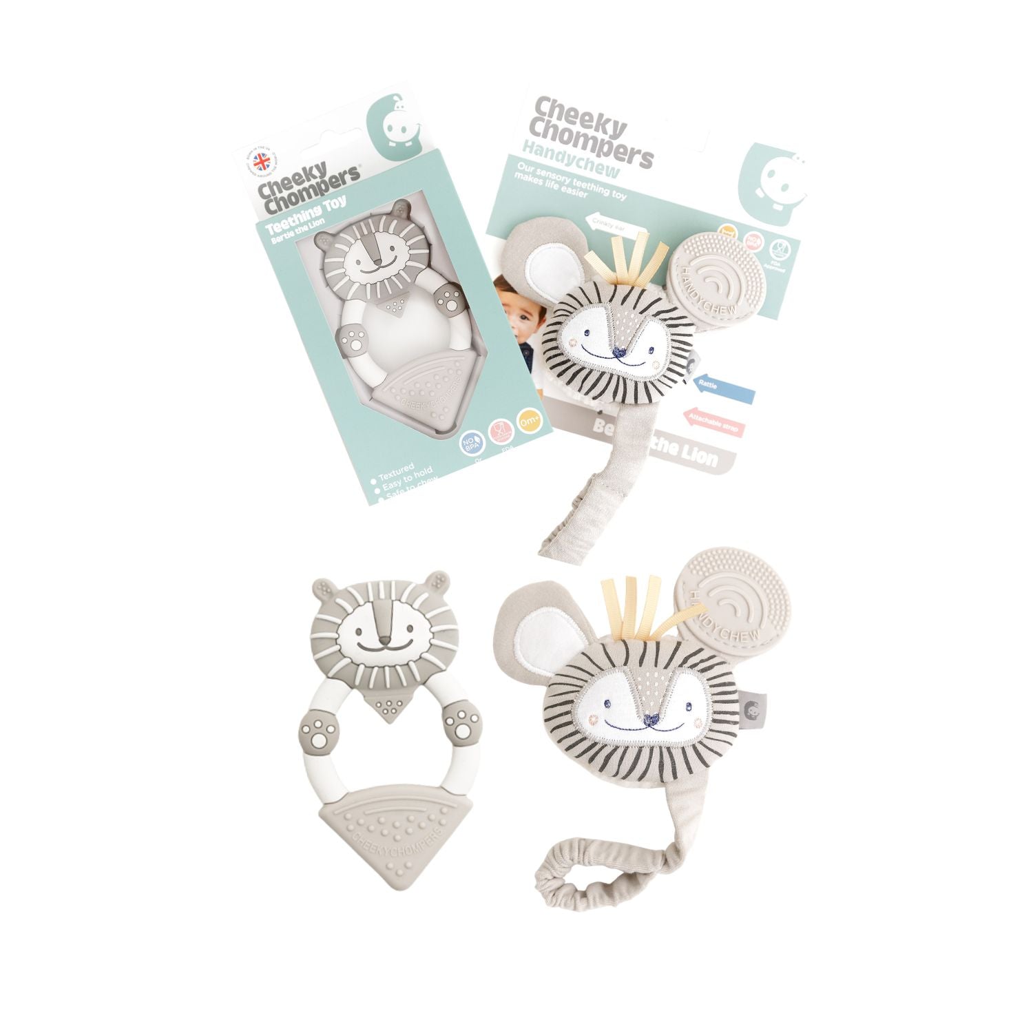 Cheeky Chompers teething toy pack Bertie the Lion - British product