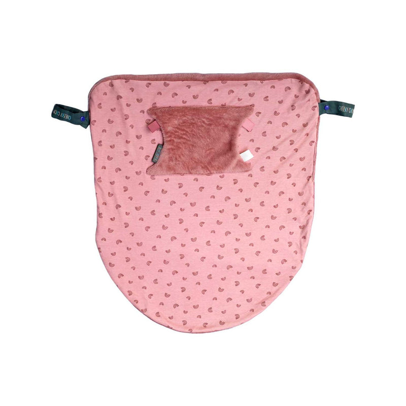 Cheeky Chompers attachable travel blanket Rainbow Rose with pouches (British brand)