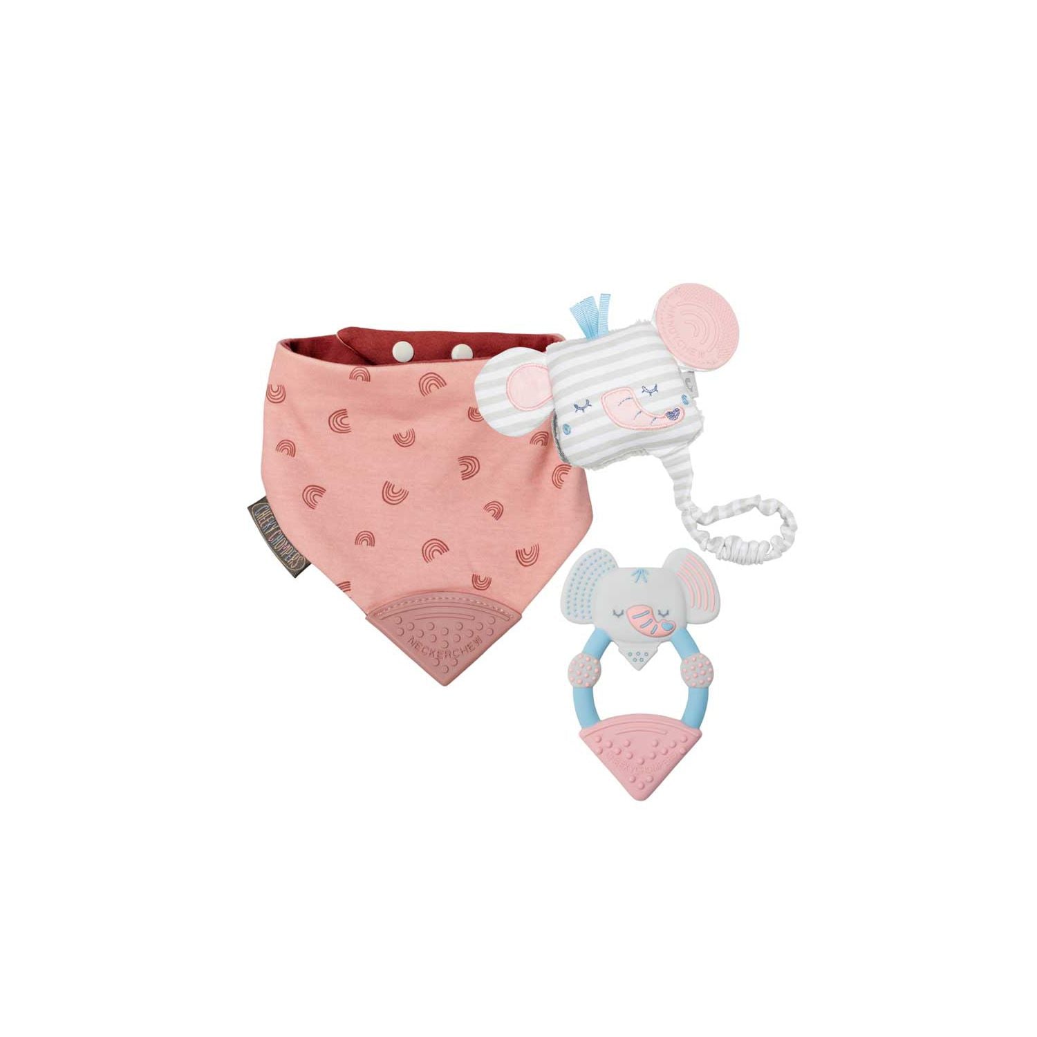 Cheeky Chompers Teething Gift Bundle Rainbow Rose - British product