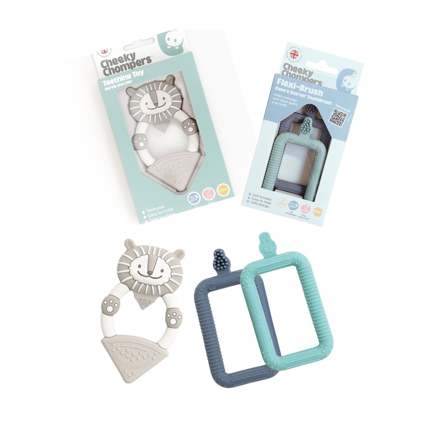 Cheeky Chompers starter toothbrush and silicone teether set, UK version